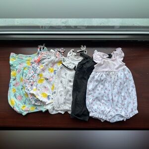 Lot Bundle of 7 Girl Summer Onesies 0-3 months